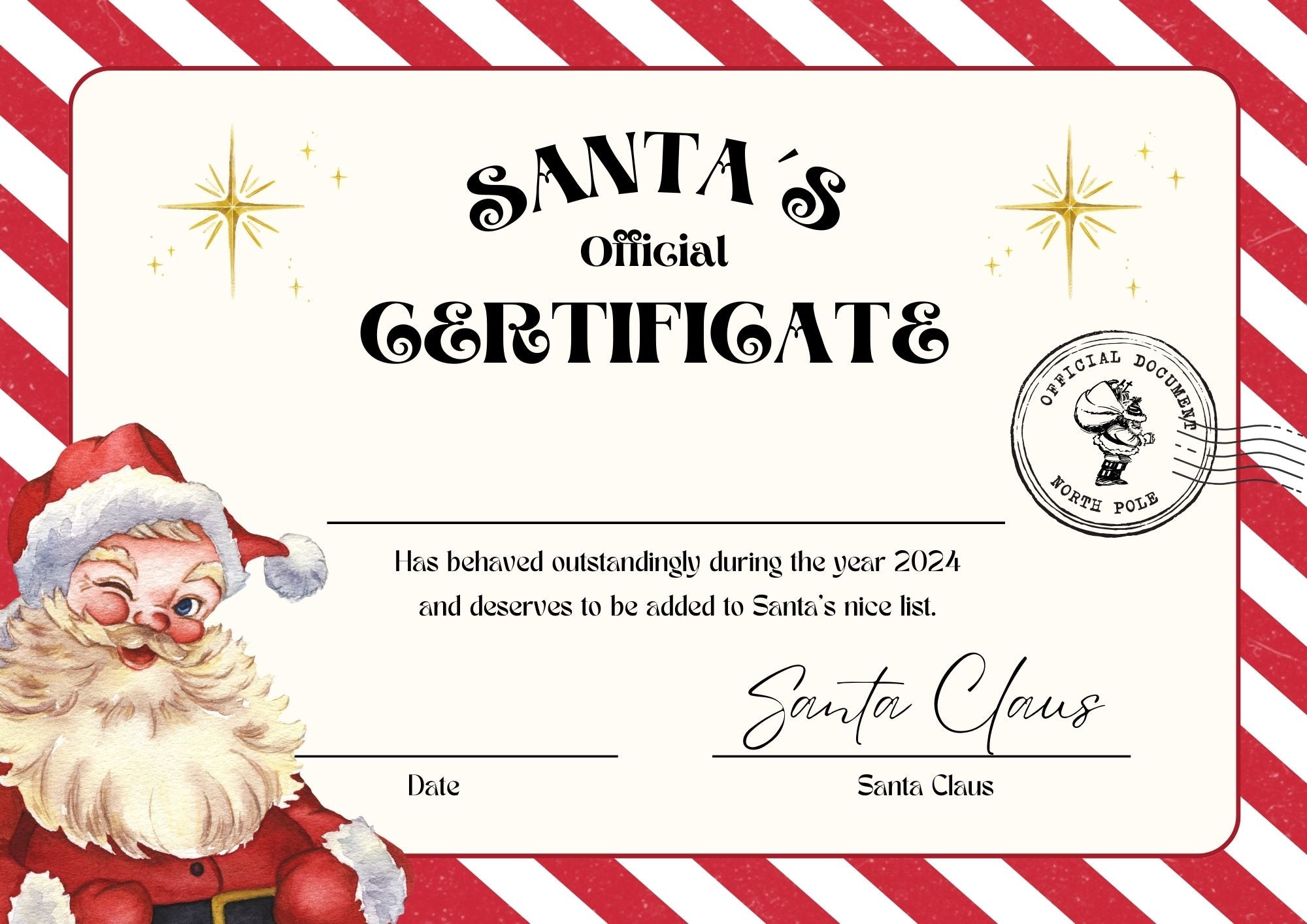 Vntage Santa Nice List Certificate